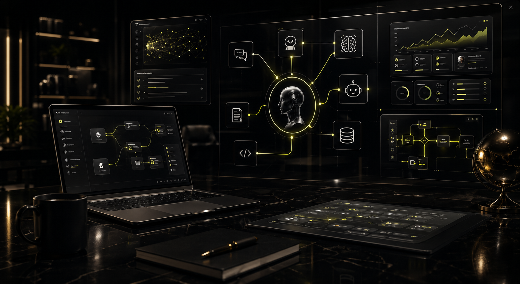 Console premium d'automatisation IA avec agents et workflows